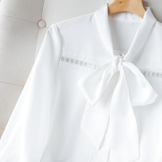 2023秋装新款衬衫女长袖宽松雪纺衫白色女士衬衣A2516 商品图3