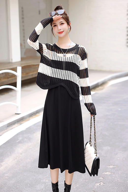 针织开衫时尚休闲，显瘦早秋穿搭套装裙HR-YF9518 商品图6