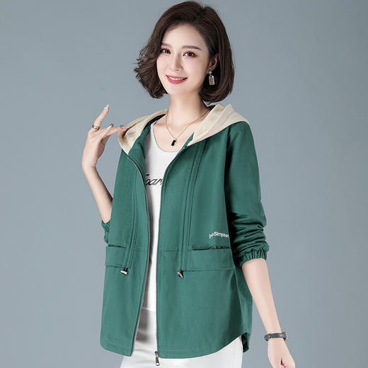2023年新款女时尚撞色连帽中年妈妈春秋外套HTN-E05-1353 商品图3