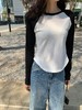 【YW】无忧购秋季青春洋溢美少女调调调耐穿不易起球插肩袖下摆弧形撞色打底衫2024-1 商品缩略图4