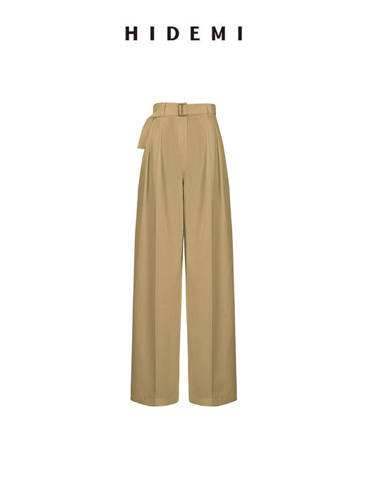 HIDEMI 高腰显瘦挺括感双褶显瘦阔腿裤 商品图7