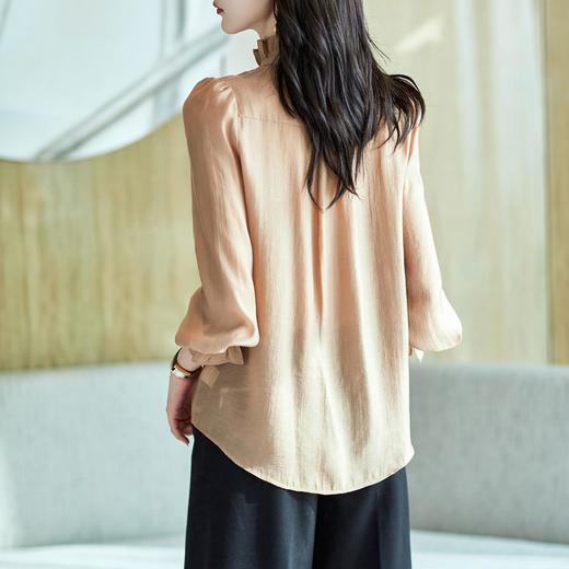 2023秋装新款衬衫女长袖大码简约荷叶边女士衬衣A2729 商品图1