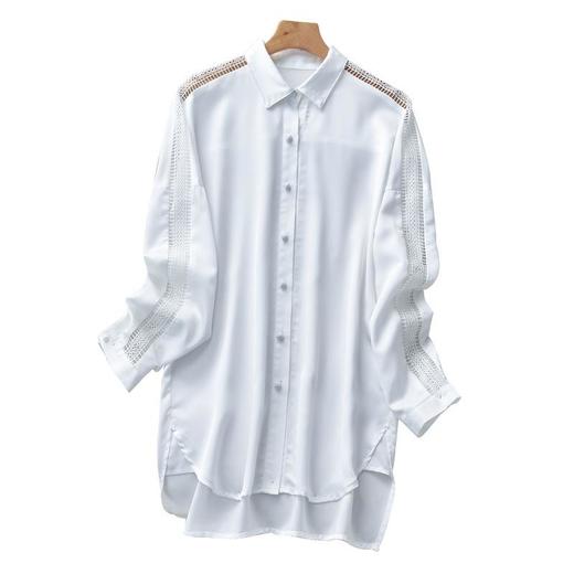 2023秋装新款白衬衫女长袖宽松雪纺衫镂空女士衬衣A2561 商品图4