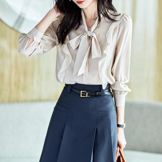 2023秋装新款衬衫女长袖宽松雪纺衫荷叶边女士衬衣A2737 商品图2