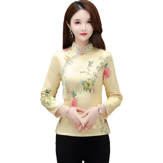 WY756## 新款新款改良旗袍上衣春秋季女中国风气质复古显瘦中式长袖上衣 商品图4