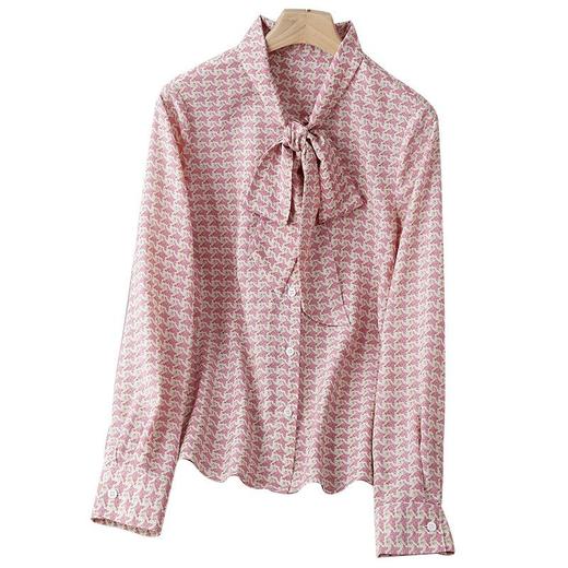 2023秋装新款衬衫女长袖宽松雪纺衫千鸟格女士衬衣A2718 商品图4