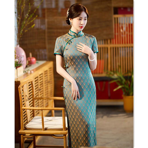 老上海复古民族风大码旗袍2023春夏新款端庄大气旗袍裙GX-22130 商品图2