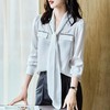 2023秋装新款衬衫女长袖宽松雪纺衫白色女士衬衣A2727 商品缩略图0