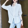 2023秋装新款纯棉白衬衫女长袖宽松简约女士衬衣A2693 商品缩略图0