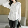 2023秋装新款衬衫女中长款长袖宽松大码纯色女士衬衣1896 商品缩略图0