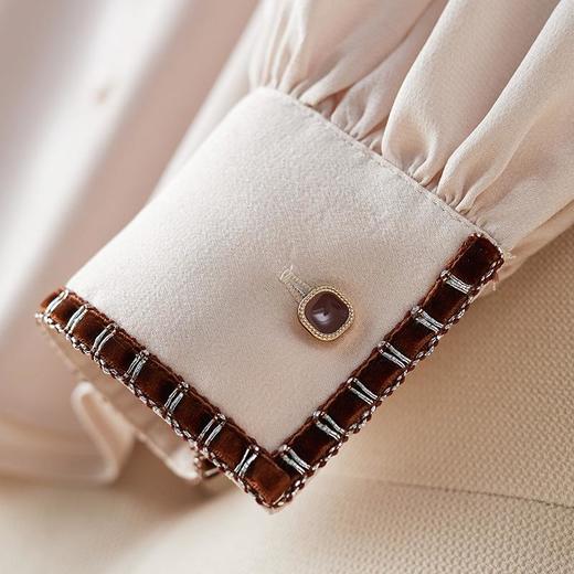 港风女装2023秋装新款缎面雪纺衫衬衫女长袖女士衬衣2063 商品图3