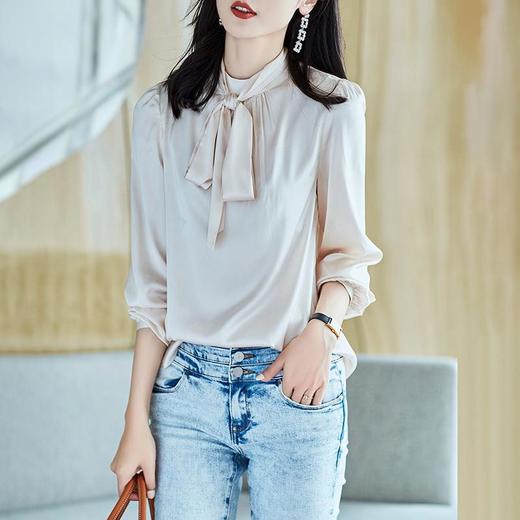 2023秋装新款衬衫 飘带可以脱卸女长袖雪纺女士衬衣A2398 商品图2