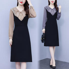 2023年秋季女装新款法式收腰显瘦气质小黑裙假两件连衣裙HTN-B00-0265