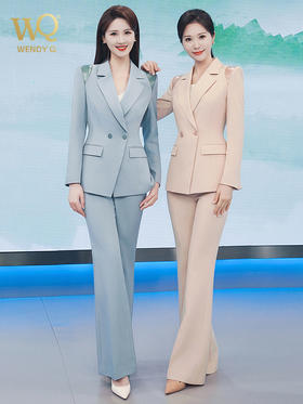 高级感西装套装女微喇长裤主持人时尚气质播音西服外套