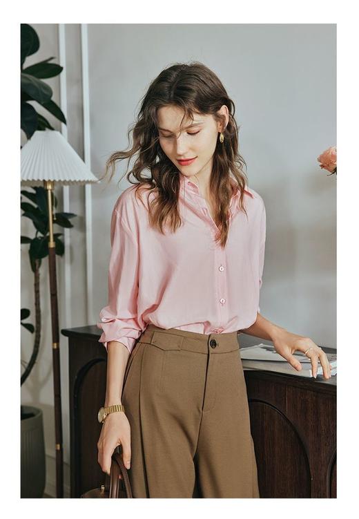 OLrain欧芮儿法式粉色衬衫女夏季2023新款宽松衬衣 商品图6