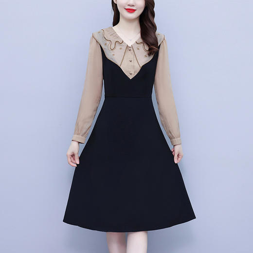 2023年秋季女装新款法式收腰显瘦气质小黑裙假两件连衣裙HTN-B00-0265 商品图4