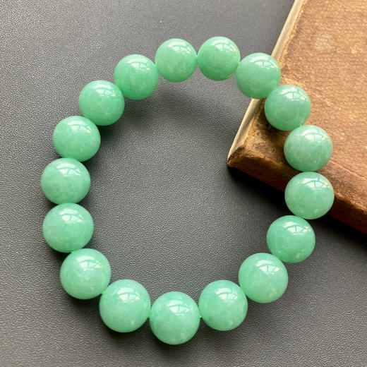 糯冰种苹果绿翡翠珠串手钏 商品图2