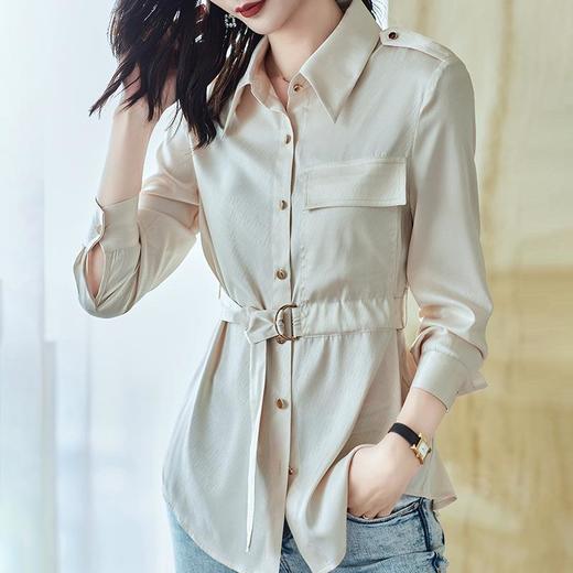 2023秋装新款衬衫女长袖宽松雪纺衫通勤女士衬衣A2663 商品图0