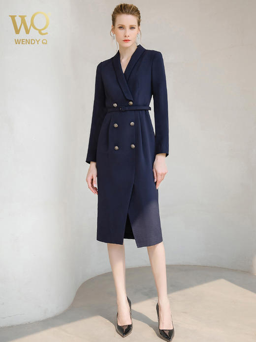 高端时尚连衣裙长袖主持人收腰显瘦西装裙春秋款气质职业装 商品图1