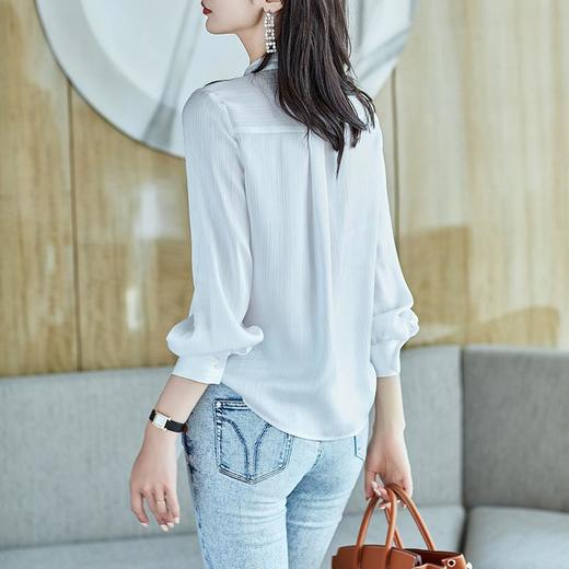 2023秋装新款衬衫女长袖宽松雪纺衫纯色女士衬衣A2730 商品图2
