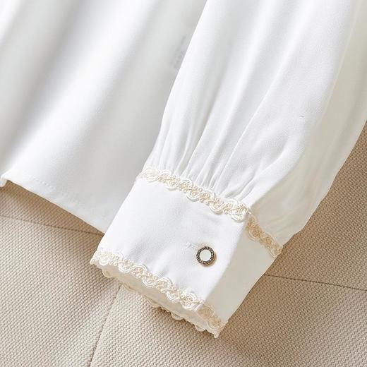 2023秋装新款衬衫女长袖宽松雪纺衫白色女士衬衣A1651 商品图3