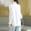 2023秋装新款立领荷叶边衬衫女长袖纯棉女士衬衣大码 商品缩略图1