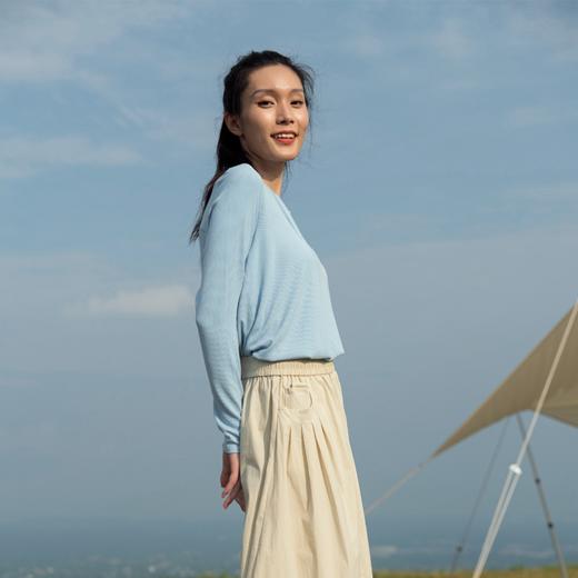 【肌理针织】V领宽松版型 遮肉显瘦 前短后长不对称罩衫 长袖上衣 商品图5