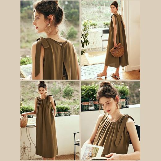 OLrain欧芮儿法式棕色无袖连衣裙女夏季2023年新款宽松度假风裙子 商品图2