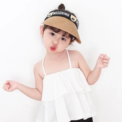 【夏季空顶大檐遮阳草帽】男童女童可伸缩护脸防紫外线遮阳帽，男女宝宝沙滩凉帽 商品图0