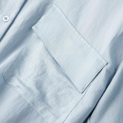 港风2023秋装新款雪纺衫衬衫女长袖简约蓝女士衬衣2207 商品图2