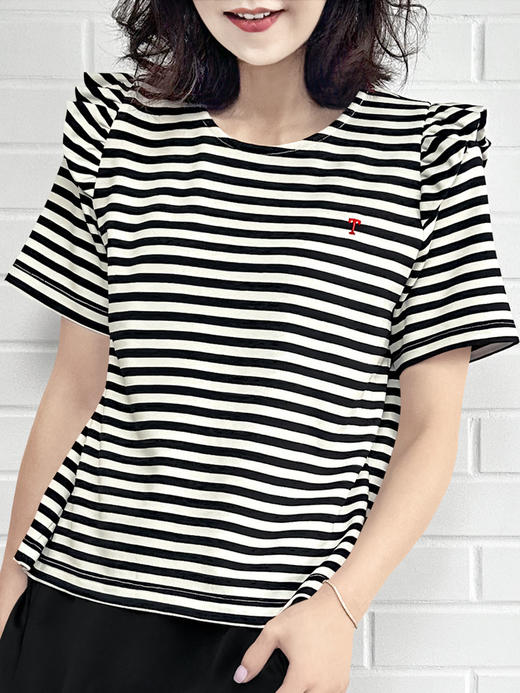 TYNVIE 荷叶撑肩短袖T恤 商品图0