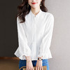 仙气减龄，法式风琴褶白色衬衫女长袖上衣HR-KFG33014 商品缩略图1