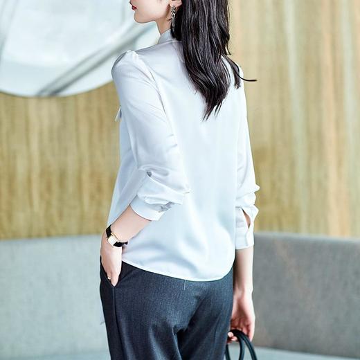 2023秋装新款衬衫女长袖宽松雪纺衫白色女士衬衣A2727 商品图2