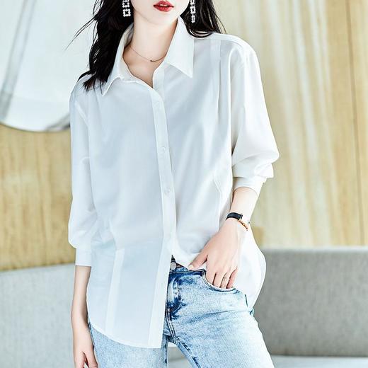 2023秋装新款纯棉白衬衫女长袖宽松简约女士衬衣A2693 商品图1