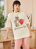 OLrain欧芮儿法式米白色短袖T恤女春季2023新款宽松小熊卡通上衣 商品缩略图0