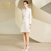 双排扣白色连衣裙女长袖高端时尚西装裙 商品缩略图3