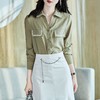 2023秋装新款衬衫女长袖大码简约军绿色女士衬衣A2732 商品缩略图1