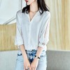2023秋装新款白衬衫女长袖宽松雪纺衫镂空女士衬衣A2561 商品缩略图0