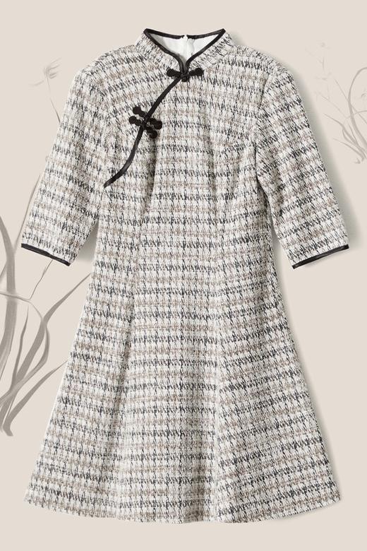 LNNNS 千鸟纹粗花呢旗袍连衣裙 8088 商品图4