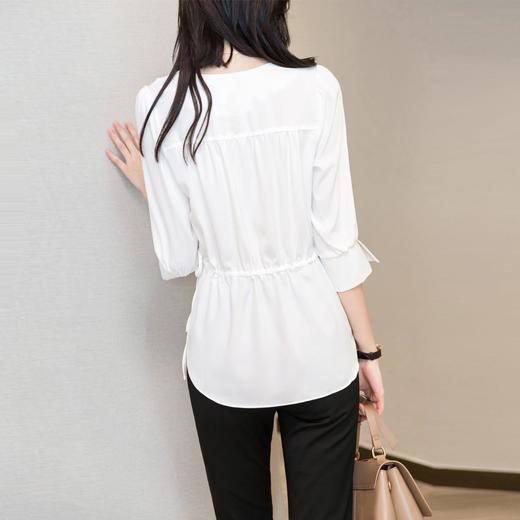 2023夏季新款雪纺衫七分袖衬衫女宽松大码衬衣圆领显瘦 商品图3