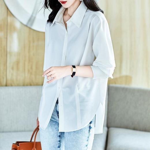 2023秋装新款纯棉白衬衫女长袖宽松简约女士衬衣A2693 商品图3