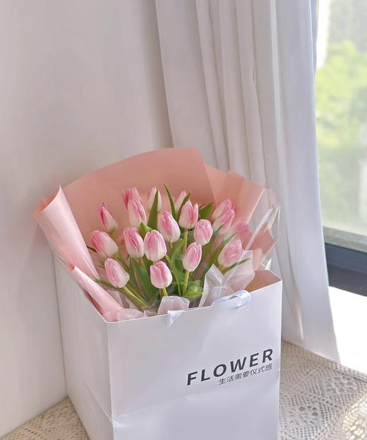 【国产郁金香】粉白色(马卡龙）  约10支/扎 商品图0