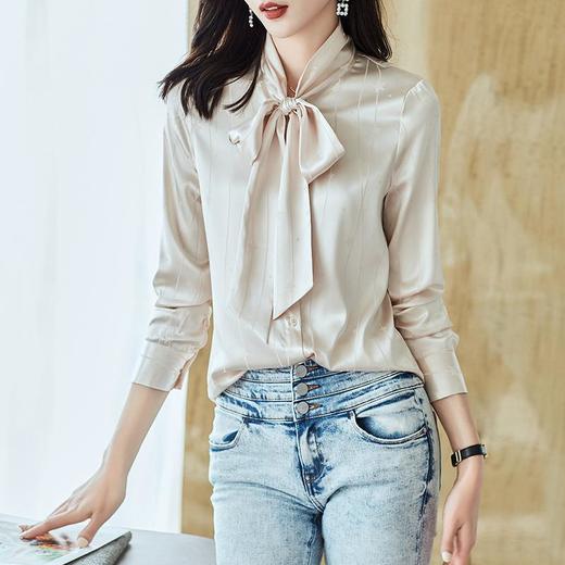 2023秋装新款衬衫女长袖宽松雪纺衫纯色女士衬衣A2709 商品图2