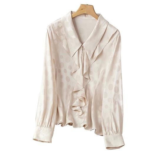 2023秋装新款衬衫女长袖宽松雪纺衫荷叶边女士衬衣A2552 商品图4