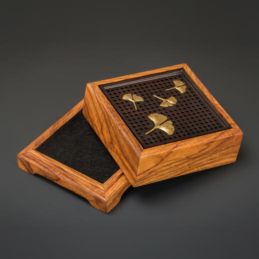精工银杏刺猬紫檀红木线香炉盘香盒熏香礼盒套组沉檀香炉家用礼品 商品图2