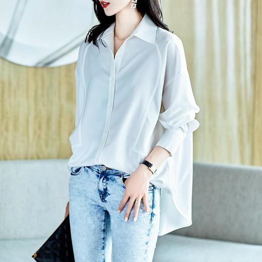 2023秋装新款纯棉白衬衫女长袖宽松简约女士衬衣A2695 商品图0