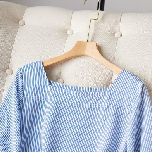 2023夏季新款衬衫女短袖韩版大码雪纺衫上衣条纹T恤1801 商品图2