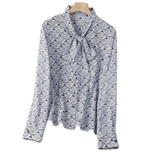 2023秋装新款衬衫女长袖宽松雪纺衫系带女士衬衣A2511 商品图4