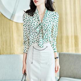 2023秋装新款衬衫女长袖宽松雪纺衫波点女士衬衣A2368