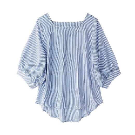 2023夏季新款衬衫女短袖韩版大码雪纺衫上衣条纹T恤1801 商品图4